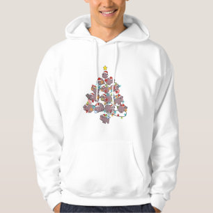 Cute Moo Deng Christmas Tree Funny Baby Pygmy Hipp Hoodie