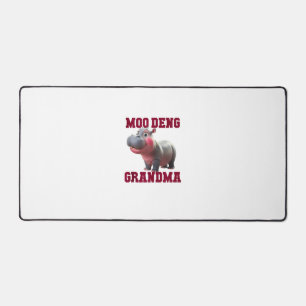 Cute MOO DENG GRANDMA Baby Hippo Granny Teacher Cu Desk Mat