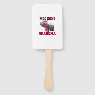 Cute MOO DENG GRANDMA Baby Hippo Granny Teacher Cu Hand Fan