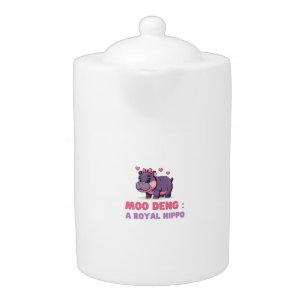 Cute MOO DENG ROYAL HIPPO Hippo Theme Zoology Pixe Teapot