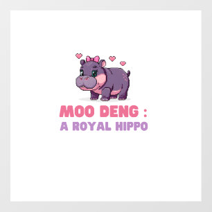 Cute MOO DENG ROYAL HIPPO Hippo Theme Zoology Pixe Wall Decal