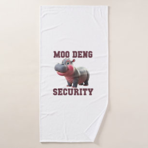 Cute MOO DENG SECURITY Dad Baby Hippo Papa Parent Bath Towel