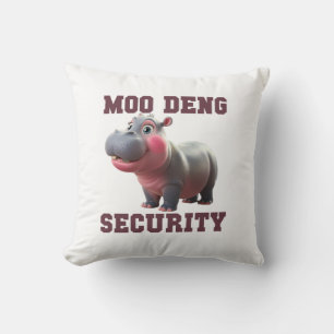 Cute MOO DENG SECURITY Dad Baby Hippo Papa Parent Throw Pillow