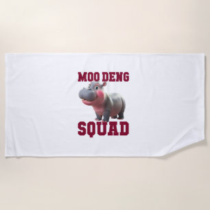 Cute MOO DENG SQUAD Baby Hippo Team Cheer Girls Te Beach Towel