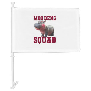 Cute MOO DENG SQUAD Baby Hippo Team Cheer Girls Te Car Flag