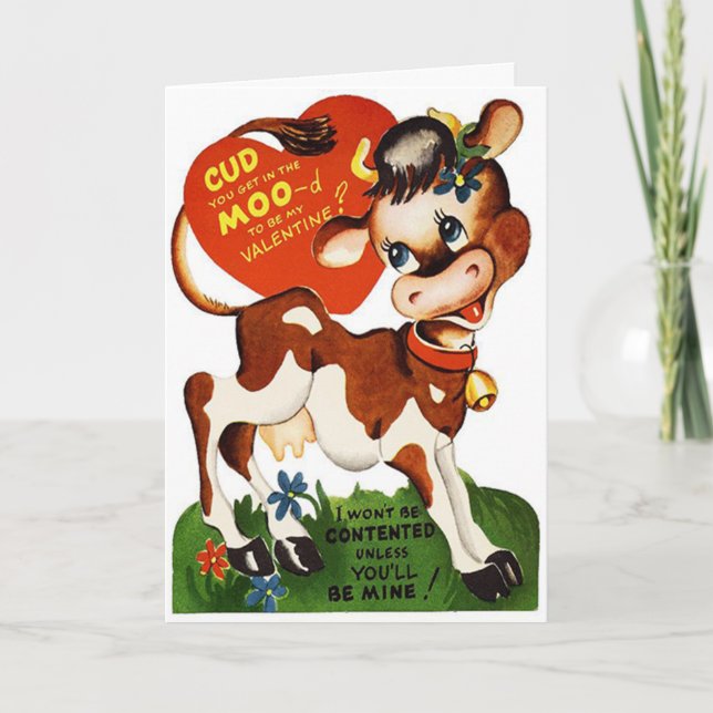 Cute Moo Valentine's Day Card (Front)