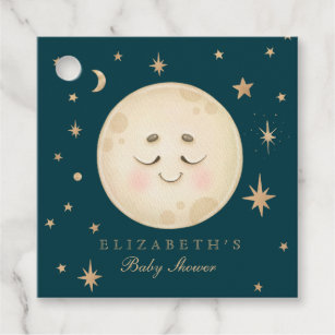 Cute Moon and Star Navy Baby Shower  Favor Tags