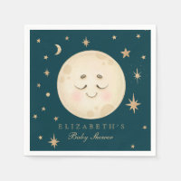 Cute Moon and Star Navy Baby Shower