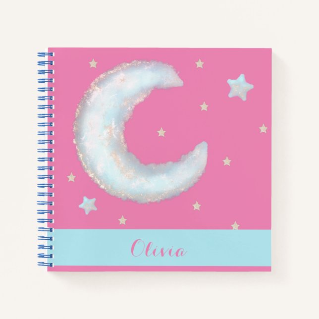 Cute moon and stars Spiral Notebook (Front)