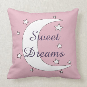 Cute Moon and Stars Sweet Dreams Throw Pillow