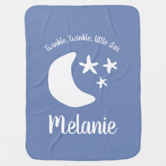 Cute moon and twinkle stars personalized name baby blanket