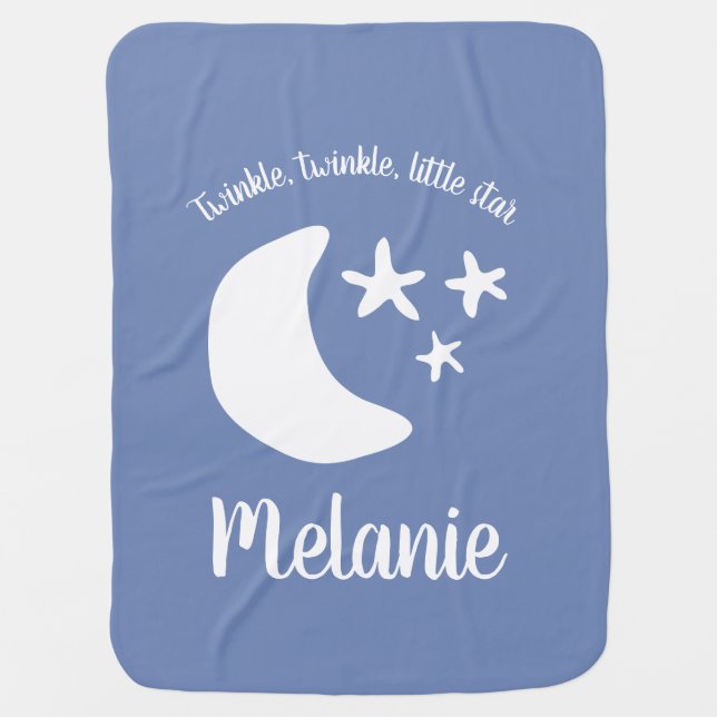 Cute moon and twinkle stars personalized name baby blanket (Front)