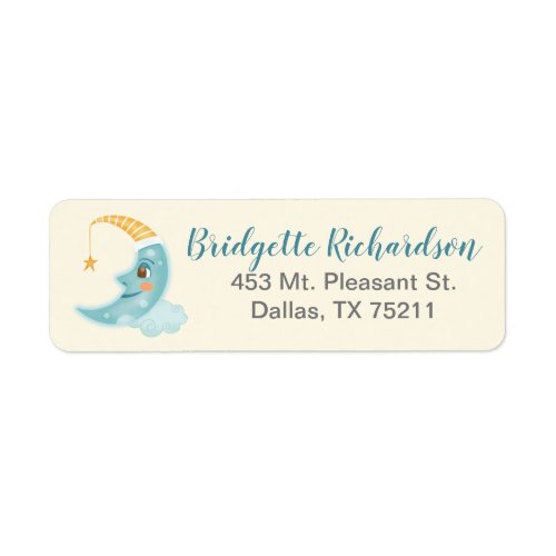 Cute Moon Blue Baby Shower Return Address Label