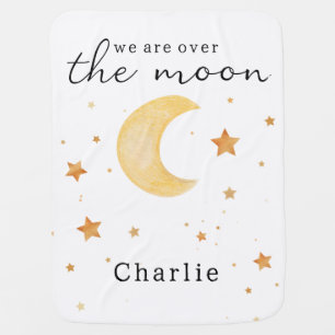 Cute Moon Blue Personalized Boy Baby Blanket