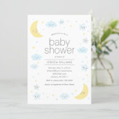 Cute Moon Clouds & Stars Baby Shower Invitation (Standing Front)