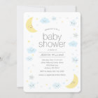 Cute Moon Clouds & Stars Baby Shower Invitation
