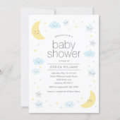 Cute Moon Clouds & Stars Baby Shower Invitation (Front)