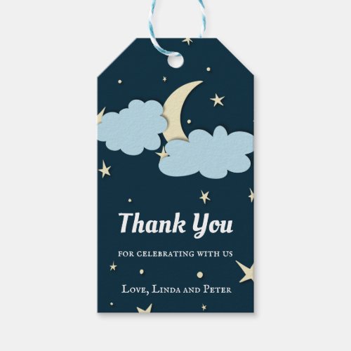 Cute Moon  Clouds Thank You Party Gift Tags