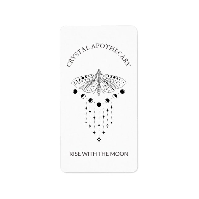 Cute Moon Moth Apothecary, Candle, Ritual Label (Front)