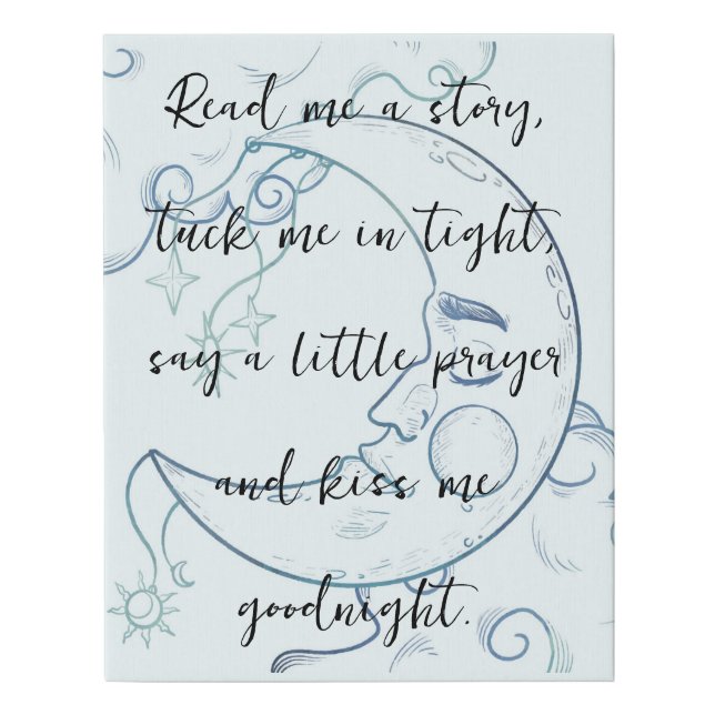 Cute Moon Nursery Poem Canvas Print (Front)