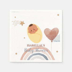 Cute moon star African american kids baby shower Napkins