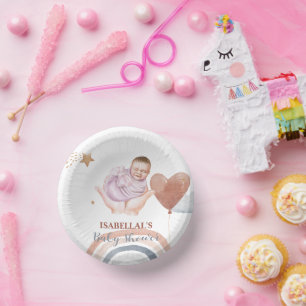 Cute moon star African american kids baby shower Paper Bowls