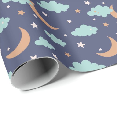 Cute Moon Star Cloud Pattern Wrapping Paper