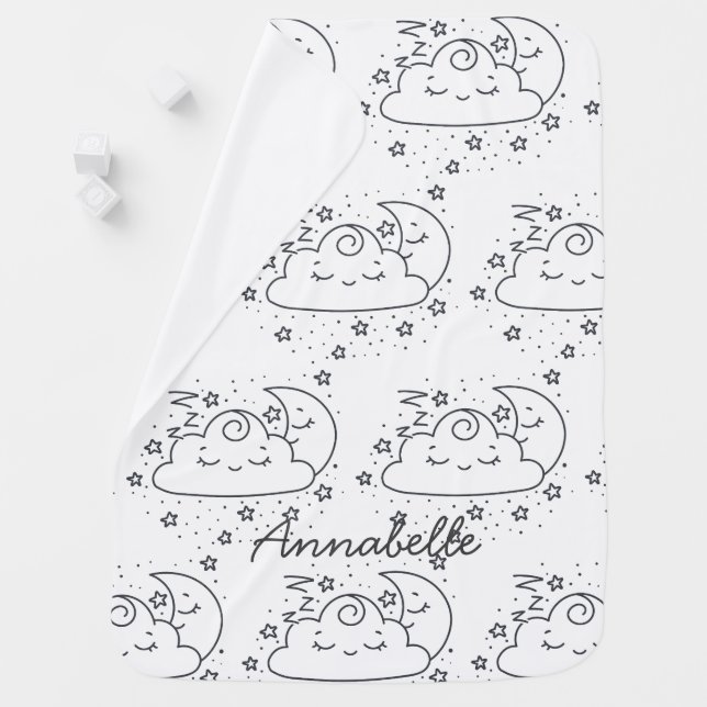 Cute Moon, Stars and Cloud Pattern Baby Blanket (In Situ)