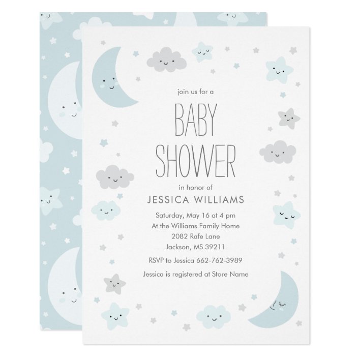 moon and stars baby shower invitations