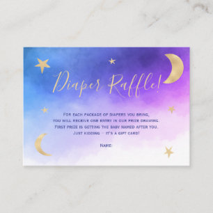 Cute moon stars pink typography diaper raffle enclosure card
