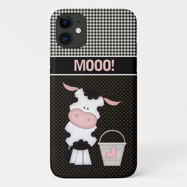 Cute MOOO! Cow and Milk Bucket Farm Case-Mate iPhone Case (Back)