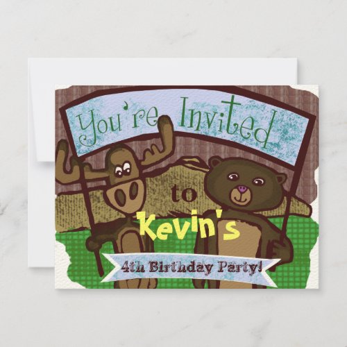 Cute Moose and bear Invitations