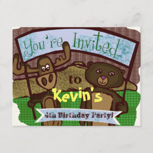 Cute Moose and bear Invitation