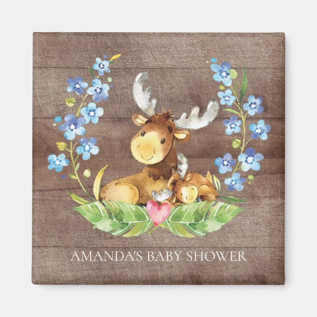 Cute Moose Baby Shower Favor  Magnet (Front)