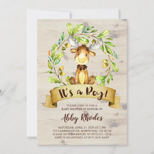 Cute Moose Baby Shower Invitation