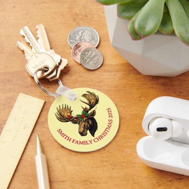 CUTE MOOSE CHRISTMAS DESIGN KEYCHAIN (Desk)
