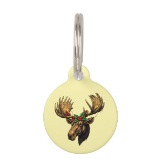 CUTE MOOSE CHRISTMAS DESIGN PET ID TAG