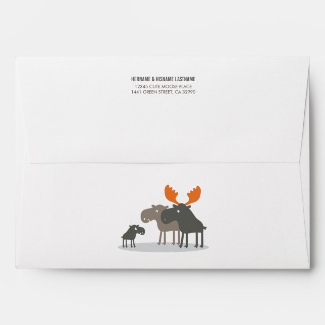 Cute Moose Couples Baby Shower Envelope (Back (Top Flap))