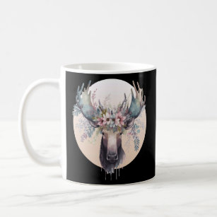 Cute Moose Flower Crown Animal  Coffee Mug
