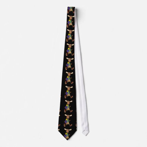 Cute Moose Hiker Cartoon Neck Tie