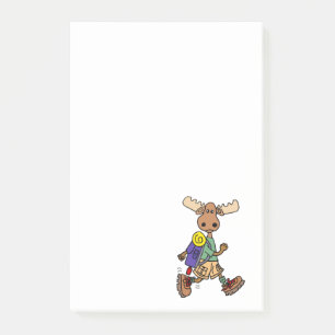 Cute Moose Hiker Cartoon Post-it Notes