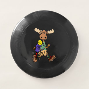 Cute Moose Hiker Cartoon Wham-O Frisbee