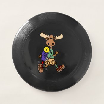 Cute Moose Hiker Cartoon Wham-o Frisbee by naturesmiles at Zazzle