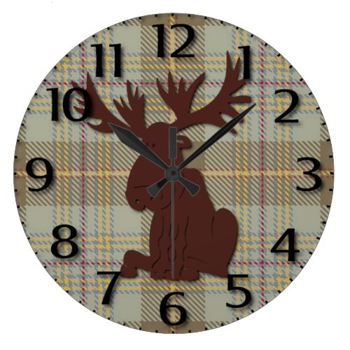 Cute Moose Large Clock