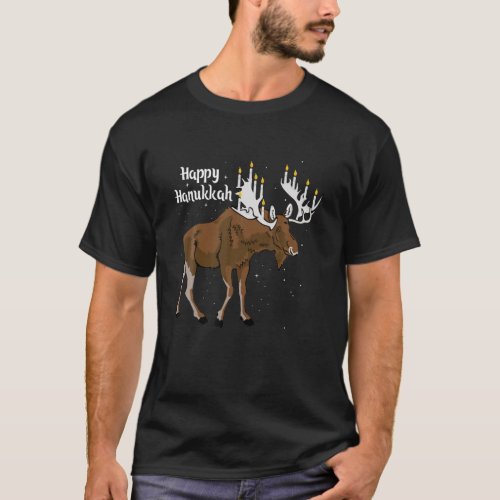 Cute Moose Menorah Funny Jewish Hanukkah Chanukkah T_Shirt