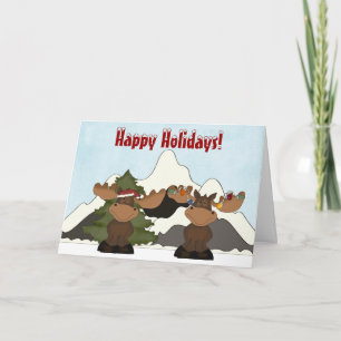 Cute Moose Mountain Christmas Card