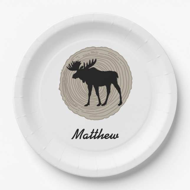 Cute Moose Paper Plates (Front)