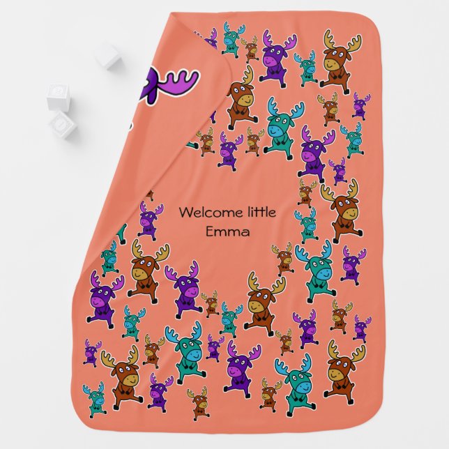 Cute moose pattern for cute babies! baby blanket (In Situ)