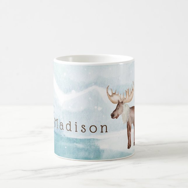 Cute Moose Personalized Holiday Coffee Mug (Center)