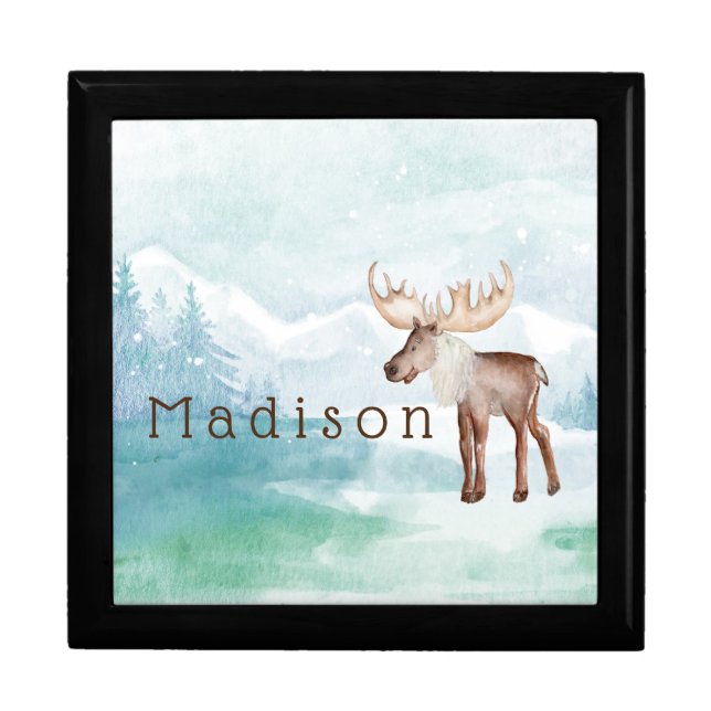 Cute Moose Personalized Holiday Gift Box (Front)